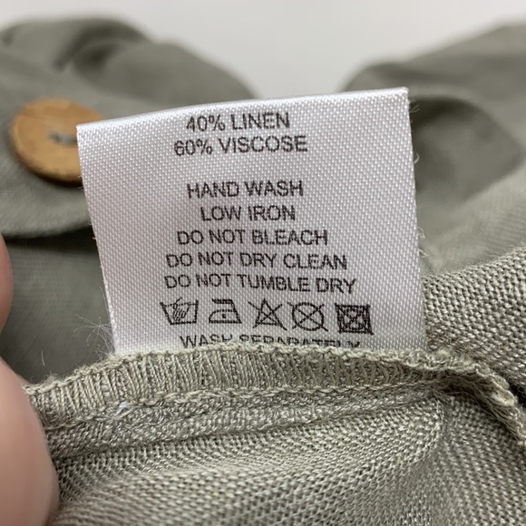 Crosstree Lane olive green linen Viscose open front lightweight top size L - Picture 7 of 8